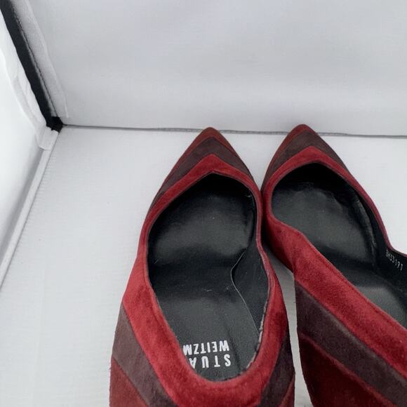 STUART WEITZMAN AUTH Womens Red Leather Suede Pumps Shoes Size 8M pointed toes - Picture 9 of 16